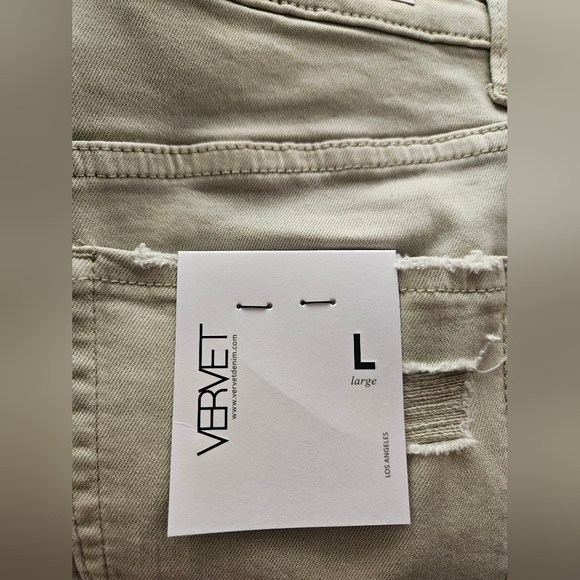 NWT Vervet High Waisted Gray Denim Jean Shorts size large L distressed Rebecca - Picture 3 of 5